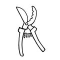 Happy secateurs. garden pruner for pruning bushes and trees, hand-drawing